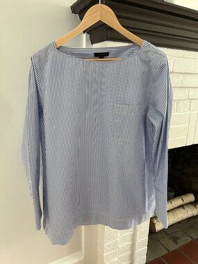 J. Crew White and Blue Stripped Tunic Size 14